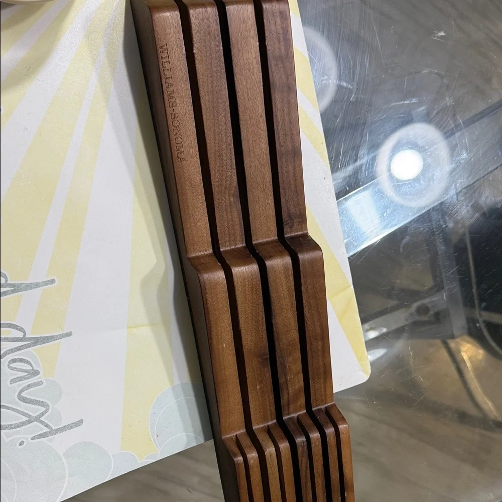 Williams Sonoma Brown Wooden Knife Organizer